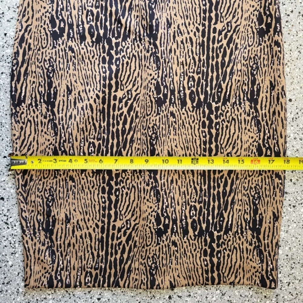 Philosophy Goldish Tan & Black Abstract Animal Print Short Sleeve Sheath Dress - Picture 4 of 14